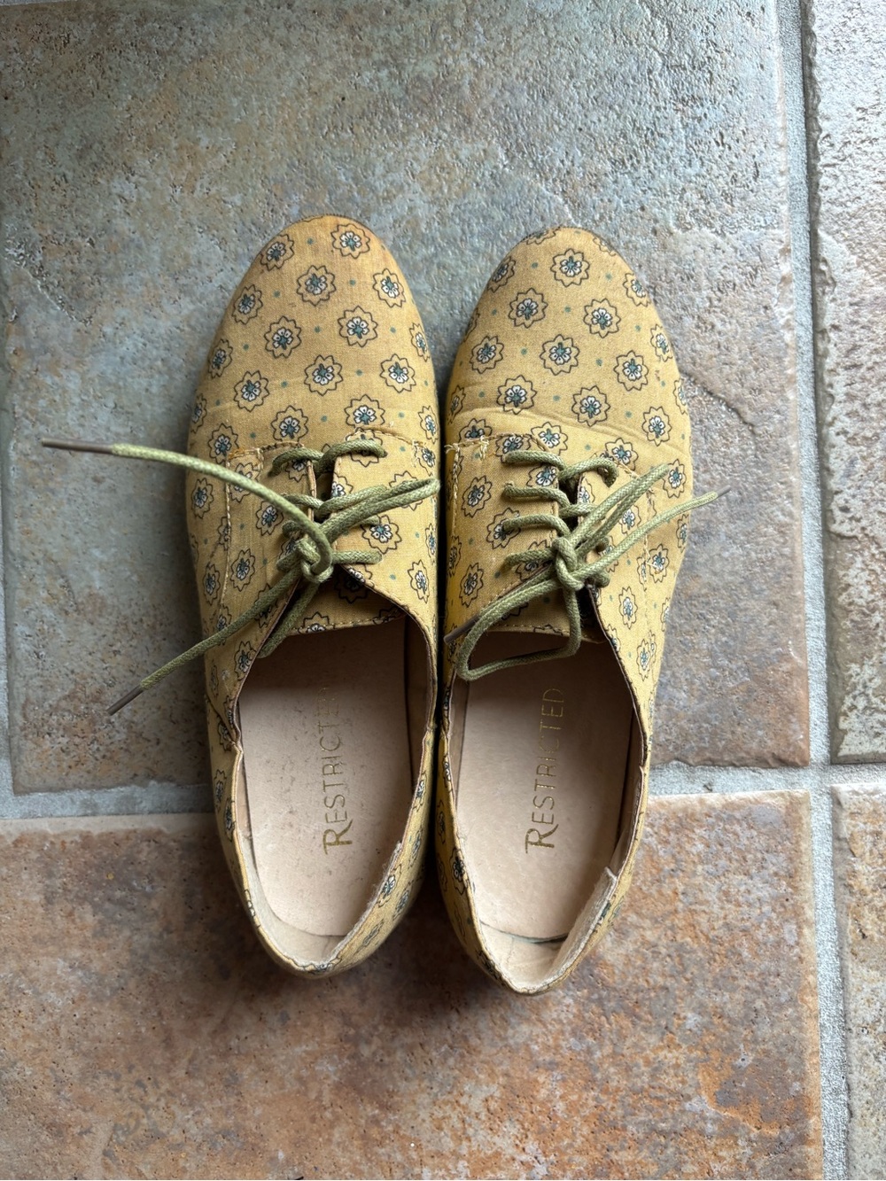 Restricted Kids' Mustard Floral Lace-Up Oxfords